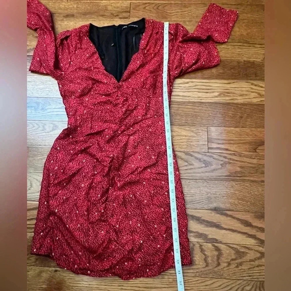 Zara Women’s Mini Dress Long Sleeve Size Large V-Neck Ruched Dress Sz S - Picture 9 of 9